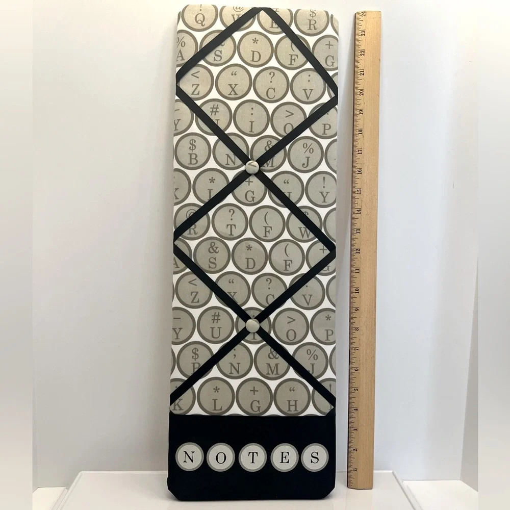 Tan/Black/White Memo/Photo Board. Size is 24” Tall by 8” Wide. New without Tags.
